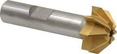 Made in USA - 3/4" Large x 5/16" Small Diam, 3/8" Width of Cut, 90° Included Angle, 8 Teeth, High Speed Steel Face Angle Cutter - 3/8" Shank Diam, 1-15/16" Overall Length, Weldon Flat - Exact Tool & Supply