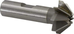 Made in USA - 1" Large x 3/8" Small Diam, 7/16" Width of Cut, 90° Included Angle, 8 Teeth, High Speed Steel Face Angle Cutter - 1/2" Shank Diam, 2-3/16" Overall Length, Weldon Flat - Exact Tool & Supply