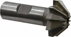 Made in USA - 1-1/4" Large x 1/2" Small Diam, 17/32" Width of Cut, 90° Included Angle, 10 Teeth, High Speed Steel Face Angle Cutter - 5/8" Shank Diam, 2-13/32" Overall Length, Weldon Flat - Exact Tool & Supply