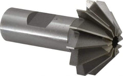 Made in USA - 1-5/8" Large x 5/8" Small Diam, 11/16" Width of Cut, 90° Included Angle, 12 Teeth, High Speed Steel Face Angle Cutter - 3/4" Shank Diam, 2-11/16" Overall Length, Weldon Flat - Exact Tool & Supply