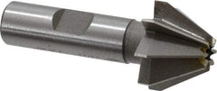Made in USA - 1" Large x 3/8" Small Diam, 11/16" Width of Cut, 60° Included Angle, 8 Teeth, Cobalt Face Angle Cutter - 1/2" Shank Diam, 2-13/32" Overall Length, Weldon Flat - Exact Tool & Supply
