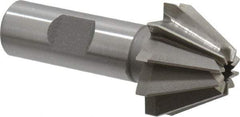 Made in USA - 1-1/4" Large x 1/2" Small Diam, 25/32" Width of Cut, 60° Included Angle, 10 Teeth, Cobalt Face Angle Cutter - 5/8" Shank Diam, 2-21/32" Overall Length, Weldon Flat - Exact Tool & Supply