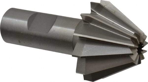 Made in USA - 1-5/8" Large x 5/8" Small Diam, 1-1/16" Width of Cut, 60° Included Angle, 12 Teeth, Cobalt Face Angle Cutter - 3/4" Shank Diam, 3-1/16" Overall Length, Weldon Flat - Exact Tool & Supply