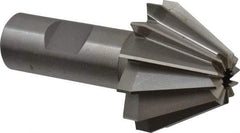 Made in USA - 1-5/8" Large x 5/8" Small Diam, 1-1/16" Width of Cut, 60° Included Angle, 12 Teeth, Cobalt Face Angle Cutter - 3/4" Shank Diam, 3-1/16" Overall Length, Weldon Flat - Exact Tool & Supply