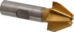 Made in USA - 1" Large x 3/8" Small Diam, 11/16" Width of Cut, 60° Included Angle, 8 Teeth, High Speed Steel Face Angle Cutter - 1/2" Shank Diam, 2-13/32" Overall Length, Weldon Flat - Exact Tool & Supply