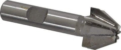 Made in USA - 3/4" Large x 5/16" Small Diam, 17/32" Width of Cut, 60° Included Angle, 8 Teeth, High Speed Steel Face Angle Cutter - 3/8" Shank Diam, 2-3/32" Overall Length, Weldon Flat - Exact Tool & Supply