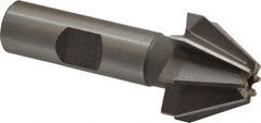 Made in USA - 1" Large x 3/8" Small Diam, 11/16" Width of Cut, 60° Included Angle, 8 Teeth, High Speed Steel Face Angle Cutter - 1/2" Shank Diam, 2-13/32" Overall Length, Weldon Flat - Exact Tool & Supply