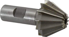 Made in USA - 1-5/8" Large x 5/8" Small Diam, 11/16" Width of Cut, 60° Included Angle, 12 Teeth, High Speed Steel Face Angle Cutter - 3/4" Shank Diam, 3-1/16" Overall Length, Weldon Flat - Exact Tool & Supply
