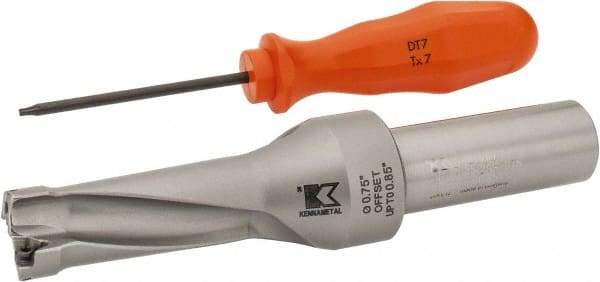 Kennametal - 1-7/8" Max Drill Depth, 2.5xD, 19.1mm Diam, Indexable Insert Drill - 2 Inserts, 3/4" Shank Diam, Straight Shank - Exact Tool & Supply