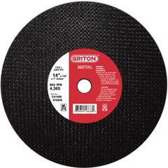 Value Collection - 14" 36 Grit Aluminum Oxide Cutoff Wheel - 1/8" Thick, 1" Arbor, 4,400 Max RPM, Use with Stationary Tools - Exact Tool & Supply