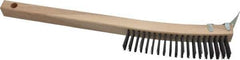 Made in USA - 3 Rows x 19 Columns Wire Scratch Brush - 14" OAL, 1-3/16" Trim Length, Wood Toothbrush Handle - Exact Tool & Supply