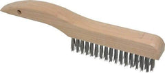 Made in USA - 4 Rows x 16 Columns Wire Scratch Brush - 10" OAL, 1-3/16" Trim Length, Wood Shoe Handle - Exact Tool & Supply