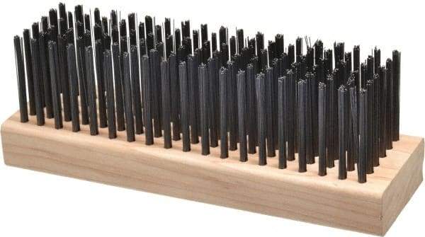 Made in USA - 6 Rows x 19 Columns Wire Scratch Brush - 7" OAL, 1-3/4" Trim Length, Wood Straight Handle - Exact Tool & Supply
