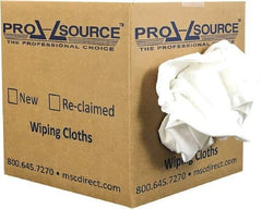 PRO-SOURCE - Virgin Cotton T-Shirt Rag - Low-Lint, White, 3 to 4 Pieces per Lb, Comes in Box - Exact Tool & Supply
