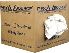 PRO-SOURCE - Virgin Cotton T-Shirt Rag - Lint-Free, White, 3 to 4 Pieces per Lb, Comes in Box - Exact Tool & Supply