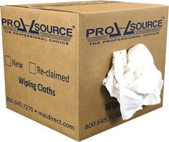 PRO-SOURCE - Reclaimed Cotton T-Shirt Rag - Low Lint, White, 3 to 4 Pieces per Lb, Comes in Box - Exact Tool & Supply