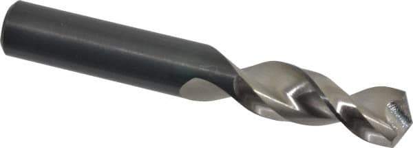 Walter-Titex - 21/32" 130° Parabolic Flute Vanadium High Speed Steel Screw Machine Drill Bit - Bright Finish, Right Hand Cut, 2-23/64" Flute Length, 4-11/16" OAL, Split Point, Straight Shank - Exact Tool & Supply
