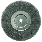 10" - Diameter Narrow Face Crimped Wire Wheel; .014" Steel Fill; 1-1/4" Arbor Hole - Exact Tool & Supply
