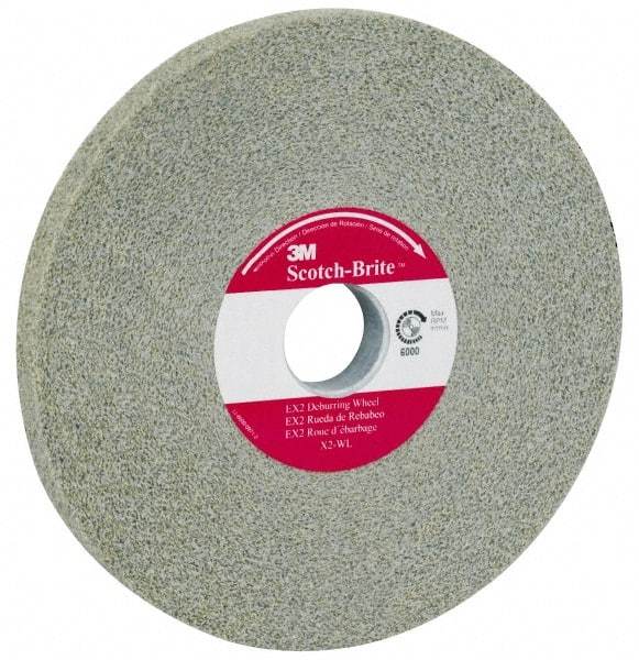 3M - 8" Diam, 3/4" Face Width, 1/2" Center Hole, Fine Grade, Silicon Carbide Deburring Wheel - Unitized, Soft Density 2 Grade, 4,000 RPM - Exact Tool & Supply