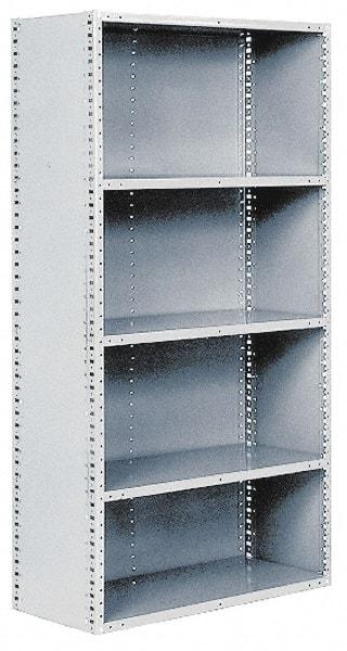 Hallowell - 6 Shelf, 800 Lb. Capacity, Closed Shelving Add-On Unit - 36 Inch Wide x 18 Inch Deep x 87 Inch High, Gray - Exact Tool & Supply
