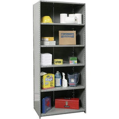 Hallowell - 6 Shelf, 800 Lb. Capacity, Closed Shelving Starter Unit - 36 Inch Wide x 24 Inch Deep x 87 Inch High, Gray - Exact Tool & Supply