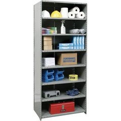 Hallowell - 8 Shelf, 800 Lb. Capacity, Closed Shelving Starter Unit - 36 Inch Wide x 24 Inch Deep x 87 Inch High, Gray - Exact Tool & Supply