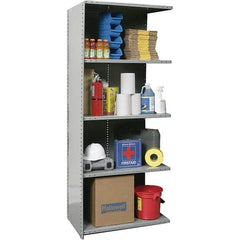 Hallowell - 5 Shelf, 800 Lb. Capacity, Closed Shelving Add-On Unit - 36 Inch Wide x 24 Inch Deep x 87 Inch High, Gray - Exact Tool & Supply