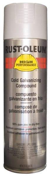 Rust-Oleum - Silver, Galvanizing Spray Paint - 14 Sq Ft per Can, 20 oz Container, Use on Rust Proof Paint - Exact Tool & Supply