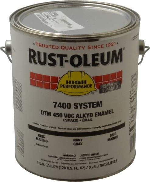 Rust-Oleum - 1 Gal Navy Gray Gloss Finish Alkyd Enamel Paint - Interior/Exterior, <450 gL VOC Compliance - Exact Tool & Supply
