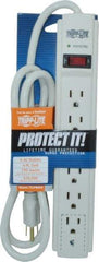Tripp-Lite - 6 Outlets, 120 Volts, 15 Amps, 4' Cord, Power Outlet Strip - Free Hanging, Keyhole Mount, 5-15P NEMA Configuration, 10.8" Strip, UL1449 3rd Edition - Exact Tool & Supply