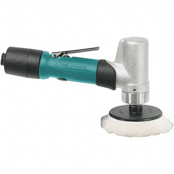 Dynabrade - 3" Pad Diam, 3,200 RPM, 0.4 hp, Handheld Pneumatic Buffer - 24 CFM, 3/8-24" Spindle Thread, 1/4 NPT Inlet - Exact Tool & Supply