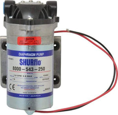 Pentair - 1/10 HP, 3/8 Inlet Size, 3/8 Outlet Size, ByPass, Diaphragm Spray Pump - 12 Input Voltage, Polypropylene, 1.40 Max GPM - Exact Tool & Supply