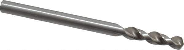 Accupro - 0.1457" 130° Parabolic Flute Cobalt Screw Machine Drill Bit - Bright Finish, Right Hand Cut, 0.787" Flute Length, 2.047" OAL, Split Point, Straight Shank - Exact Tool & Supply