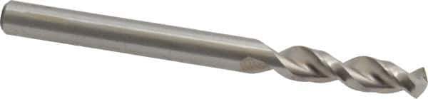 Accupro - #7 130° Parabolic Flute Cobalt Screw Machine Drill Bit - Bright Finish, Right Hand Cut, 1.024" Flute Length, 2.441" OAL, Split Point, Straight Shank - Exact Tool & Supply