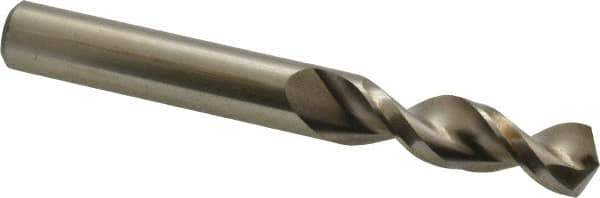 Accupro - 0.4134" 130° Parabolic Flute Cobalt Screw Machine Drill Bit - Bright Finish, Right Hand Cut, 1.693" Flute Length, 3.504" OAL, Split Point, Straight Shank - Exact Tool & Supply