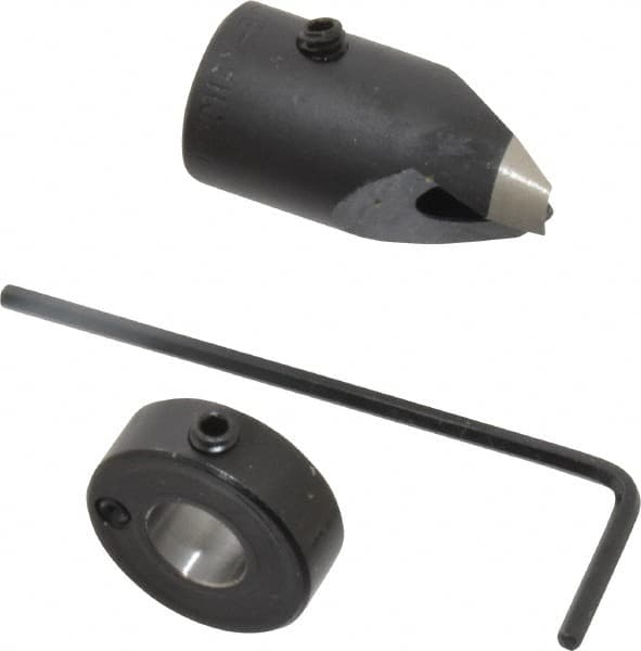 Vernon - 1/2" Cutter Diam, Letter I Drill Compatibility, 1/4" Collar Thickness, Adjustable Depth Drill Countersink - Exact Tool & Supply