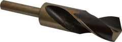 Interstate - 1-3/16" Drill, 118° Point, Cobalt Silver Deming & Reduced Shank Drill Bit - Bright Finish, 6" OAL, Straight Shank, 3" Flute Length, Right Hand Cut, Standard Point, Spiral Flute, Regular Spiral - Exact Tool & Supply