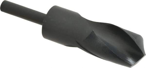 Interstate - 36mm Drill, 118° Point, High Speed Steel Silver Deming & Reduced Shank Drill Bit - Oxide Finish, 6" OAL, Straight Shank, 3" Flute Length, Right Hand Cut, Standard Point, Spiral Flute, Regular Spiral - Exact Tool & Supply