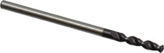 Accupro - 0.0827" 130° Parabolic Flute Cobalt Screw Machine Drill Bit - TiAlN Finish, Right Hand Cut, 0.472" Flute Length, 1.496" OAL, Split Point, Straight Shank - Exact Tool & Supply