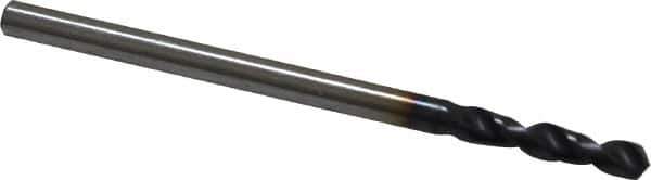 Accupro - 0.0906" 130° Parabolic Flute Cobalt Screw Machine Drill Bit - TiAlN Finish, Right Hand Cut, 0.512" Flute Length, 1.575" OAL, Split Point, Straight Shank - Exact Tool & Supply