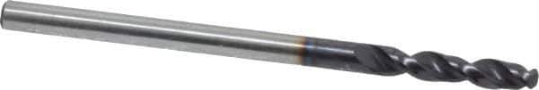 Accupro - #36 130° Parabolic Flute Cobalt Screw Machine Drill Bit - TiAlN Finish, Right Hand Cut, 0.63" Flute Length, 1.811" OAL, Split Point, Straight Shank - Exact Tool & Supply