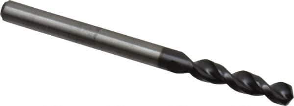Accupro - #22 130° Parabolic Flute Cobalt Screw Machine Drill Bit - TiAlN Finish, Right Hand Cut, 0.866" Flute Length, 2.165" OAL, Split Point, Straight Shank - Exact Tool & Supply