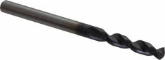 Accupro - #18 130° Parabolic Flute Cobalt Screw Machine Drill Bit - TiAlN Finish, Right Hand Cut, 0.945" Flute Length, 2.283" OAL, Split Point, Straight Shank - Exact Tool & Supply