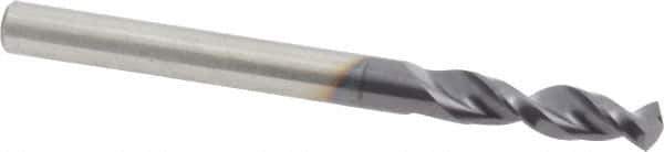 Accupro - #3 130° Parabolic Flute Cobalt Screw Machine Drill Bit - TiAlN Finish, Right Hand Cut, 1.102" Flute Length, 2.598" OAL, Split Point, Straight Shank - Exact Tool & Supply