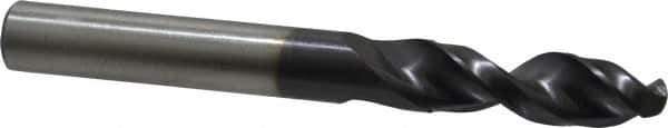 Accupro - 3/8" 130° Parabolic Flute Cobalt Screw Machine Drill Bit - TiAlN Finish, Right Hand Cut, 1.693" Flute Length, 3.504" OAL, Split Point, Straight Shank - Exact Tool & Supply