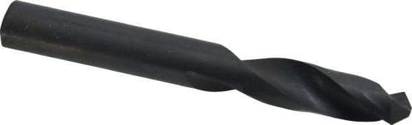 Interstate - 27/64" 118° Spiral Flute High Speed Steel Screw Machine Drill Bit - Oxide Finish, Right Hand Cut, 2" Flute Length, 3-3/8" OAL, Standard Point, Straight Shank - Exact Tool & Supply