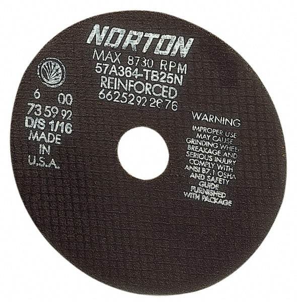 Norton - 20" 24 Grit Aluminum Oxide Cutoff Wheel - 5/32" Thick, 1" Arbor, 2,710 Max RPM, Use with Stationary Tools - Exact Tool & Supply