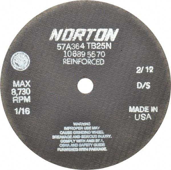 Norton - 7" 36 Grit Aluminum Oxide Cutoff Wheel - 1/16" Thick, 5/8" Arbor, 8,730 Max RPM, Use with Circular Saws - Exact Tool & Supply