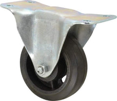 Fairbanks - 4" Diam x 1-1/2" Wide x 5-1/4" OAH Top Plate Mount Rigid Caster - Rubber, 200 Lb Capacity, Roller Bearing, 3-1/4 x 6-1/4" Plate - Exact Tool & Supply
