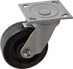 Fairbanks - 5" Diam x 2" Wide x 6-1/2" OAH Top Plate Mount Swivel Caster - Phenolic, 1,000 Lb Capacity, Roller Bearing, 4 x 4-1/2" Plate - Exact Tool & Supply